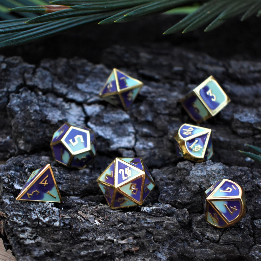 SUCCULENT AND LAVENDER SUMMER OF COLOR METAL DICE SET