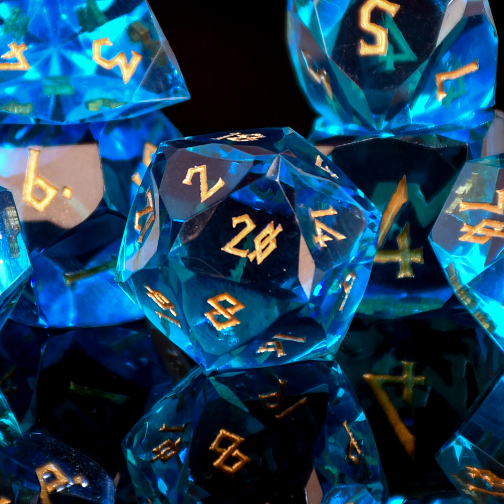Pre-Order|| Multifaceted Resin Dice Set - Aquamarine