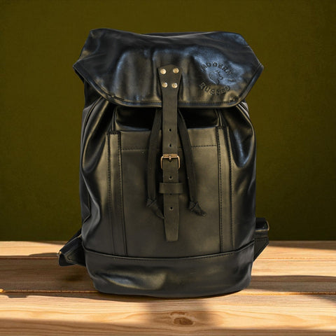 Bovine Leather Single Strap Backpack - Black
