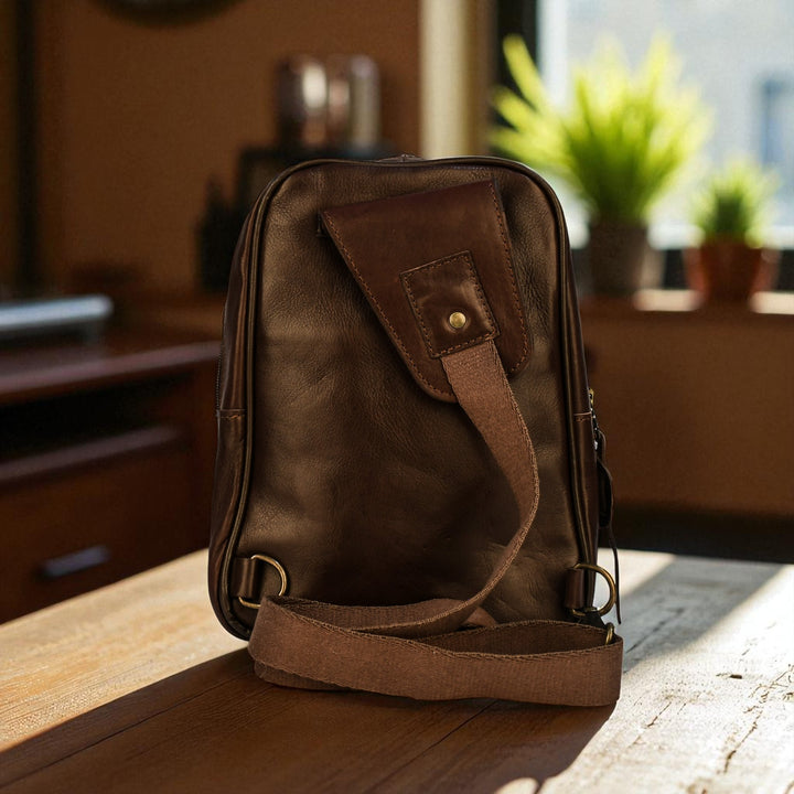 Bovine Leather Sling Bag - Brown