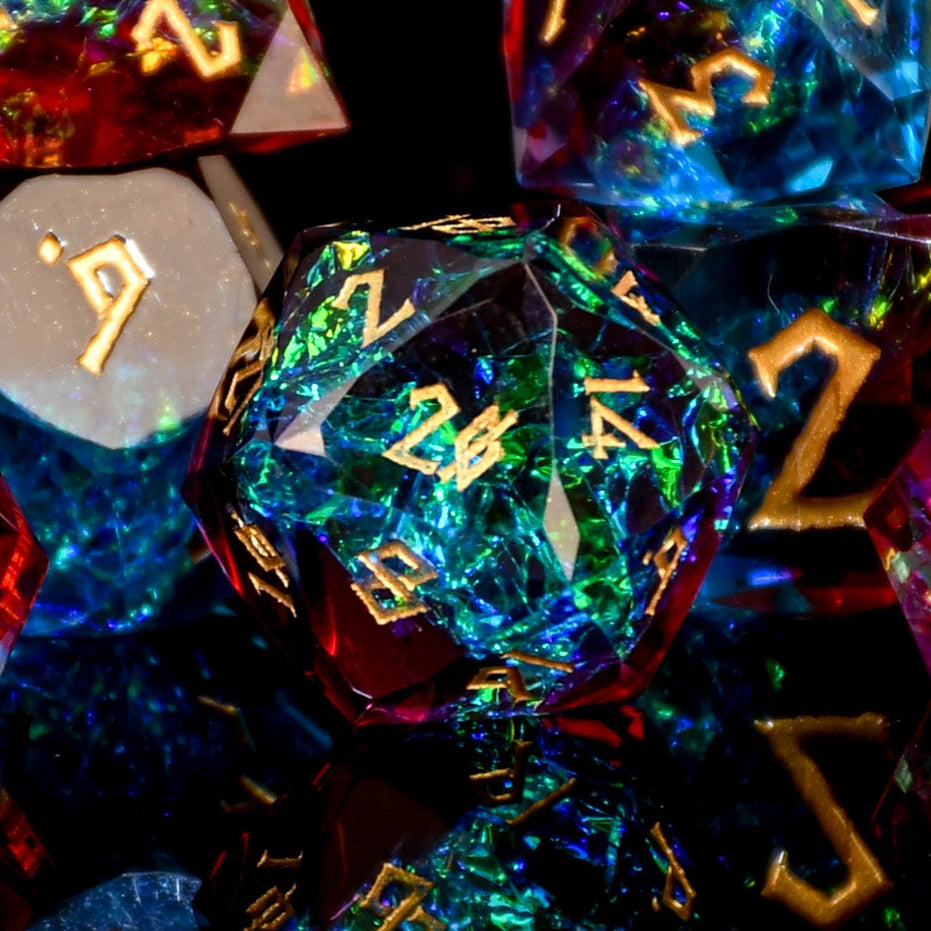 Pre-Order|| Multifaceted Resin Dice Set - Chaos Bolt