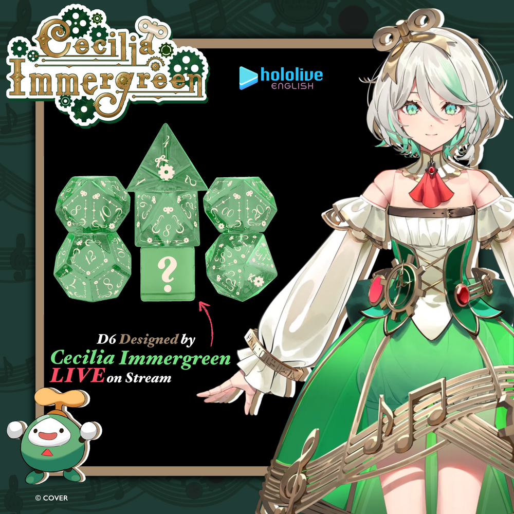 PRE-ORDER | Cecilia Immergreen Glass Dice Set | hololive English x MMG Exclusive