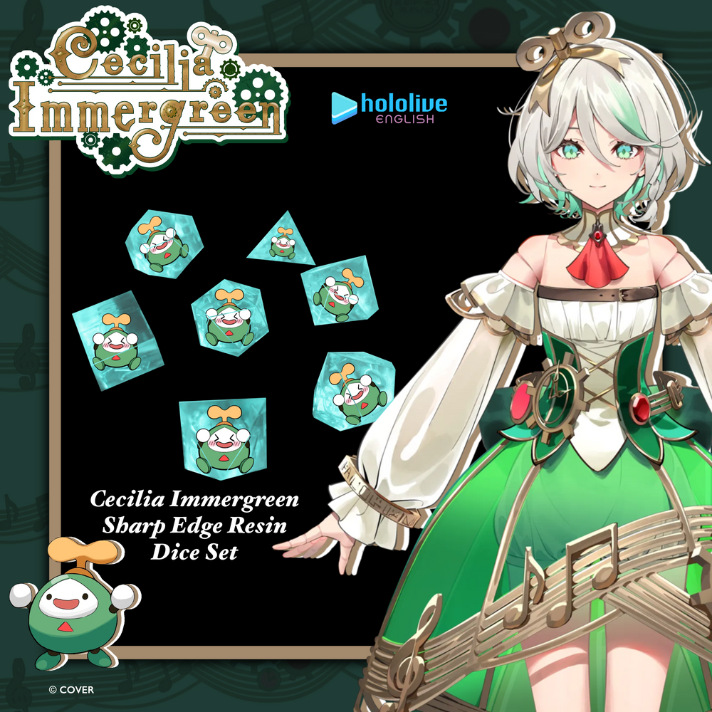 PRE-ORDER | Cecilia Immergreen Sharp-Edged Resin Dice Set | hololive English x MMG Exclusive