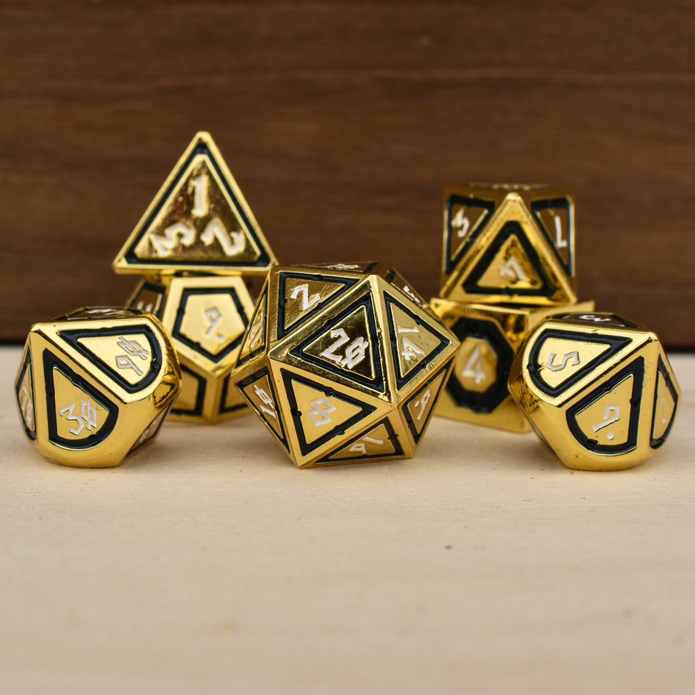Cleric's Domain Black And Gold Metal Dice Set