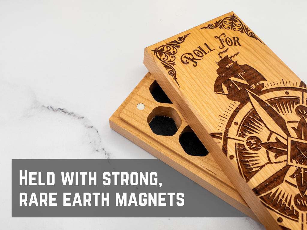 wood dice vault for tabletop gaming