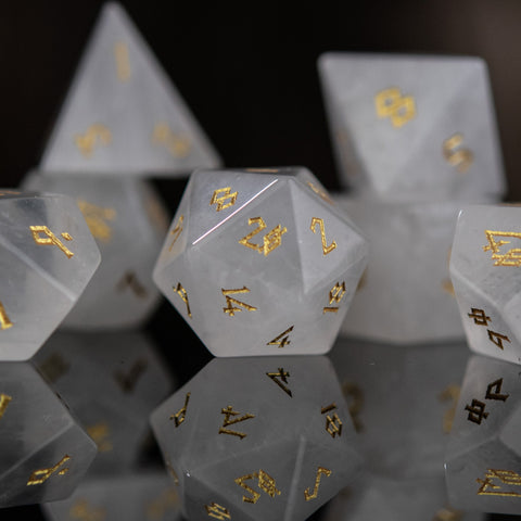 Crystal Quartz Stone Dice Set