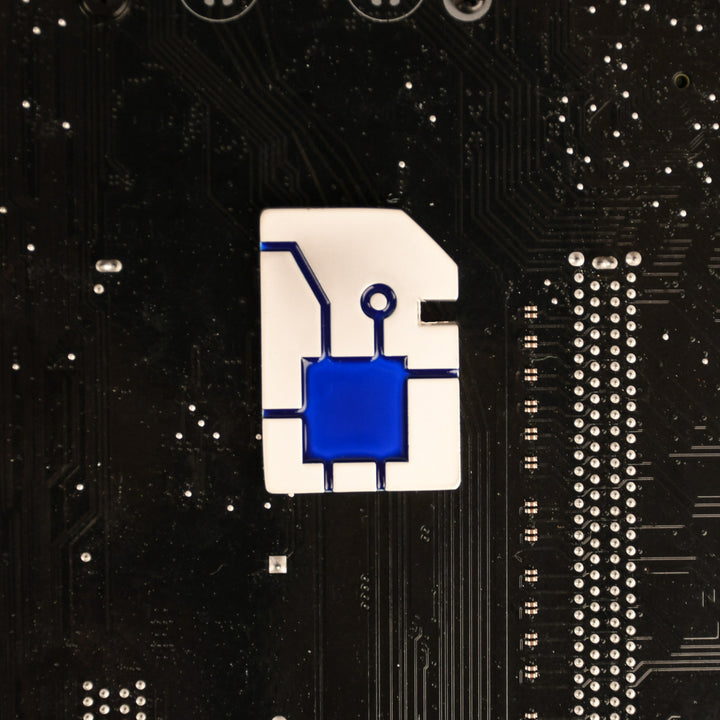 microchip d2 die dice matte silver with blue cyberpunk inspired details