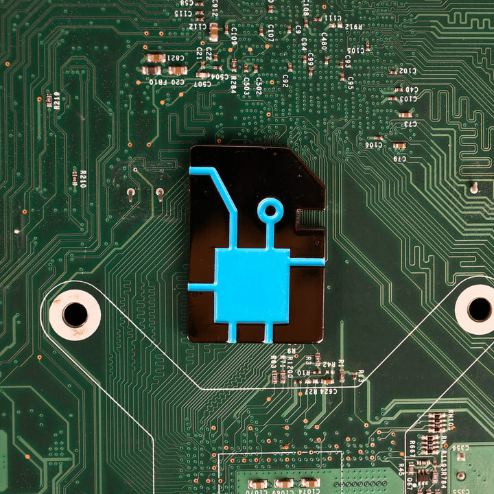 microchip d2 die dice black with blue cyberpunk inspired details