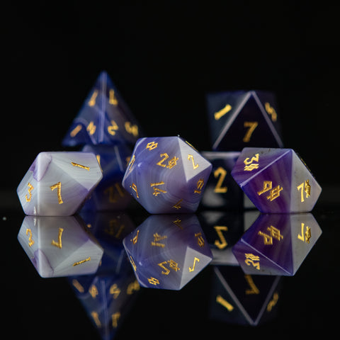 Purple Agate Stone Dice Set