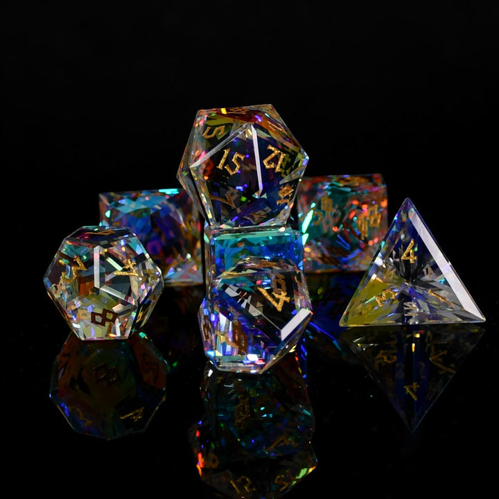 Diamond Prism Baguette Cut Glass Dice Set