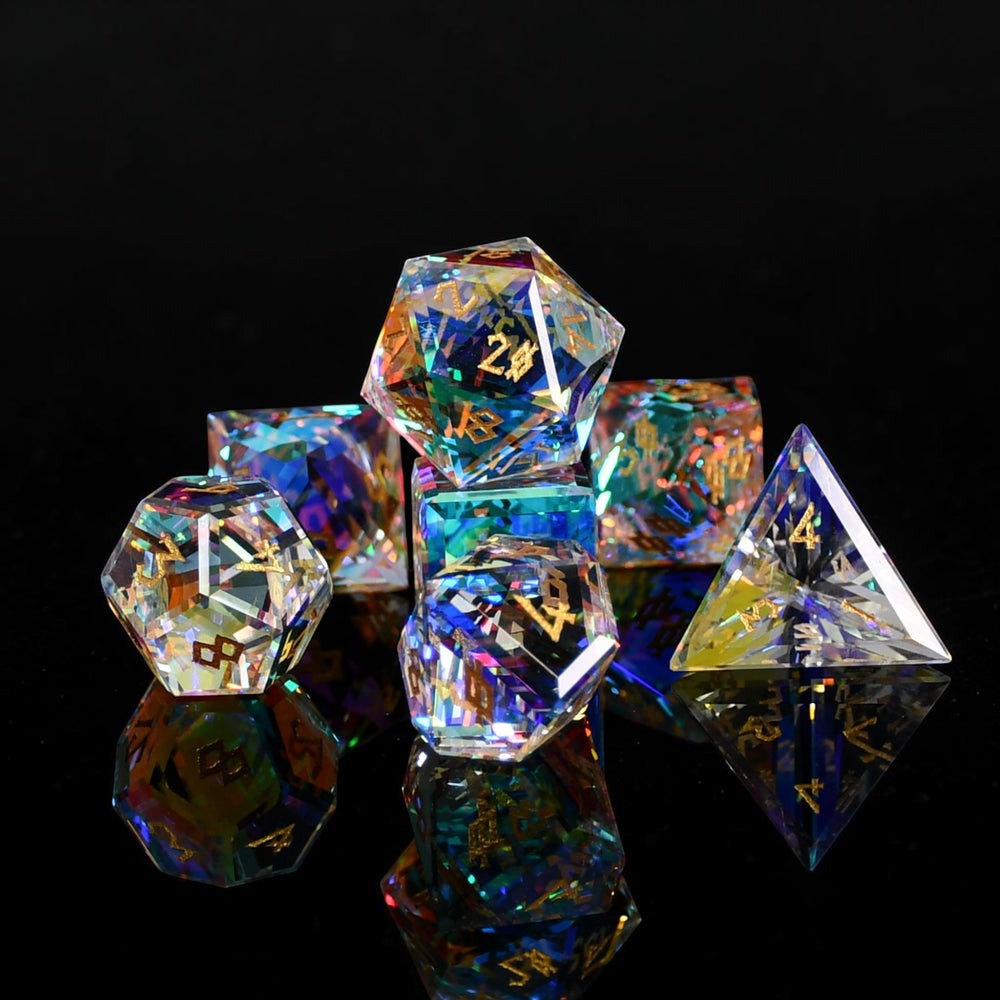 Diamond Prism Baguette Cut Glass Dice Set