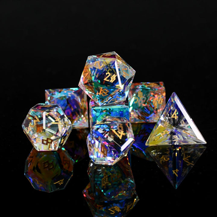 Diamond Prism Baguette Cut Glass Dice Set