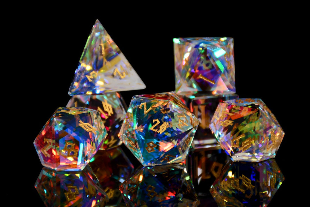 Diamond Prism Baguette Cut Glass Dice Set