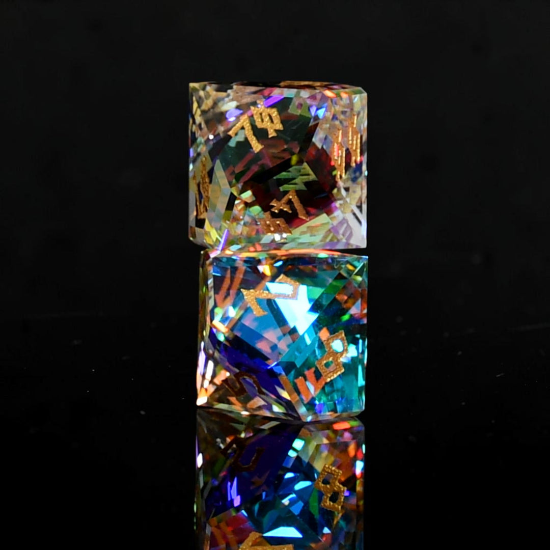Diamond Prism Baguette Cut Glass Dice Set