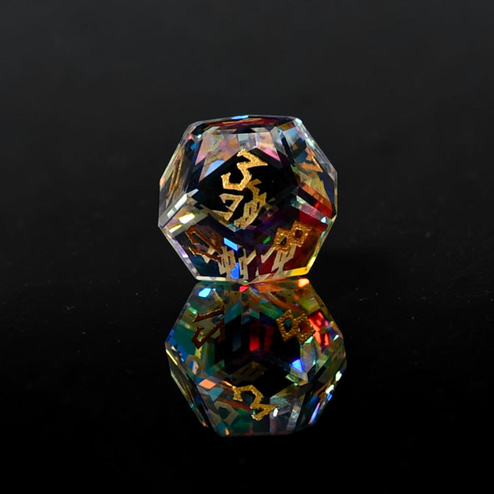 Diamond Prism Baguette Cut Glass Dice Set