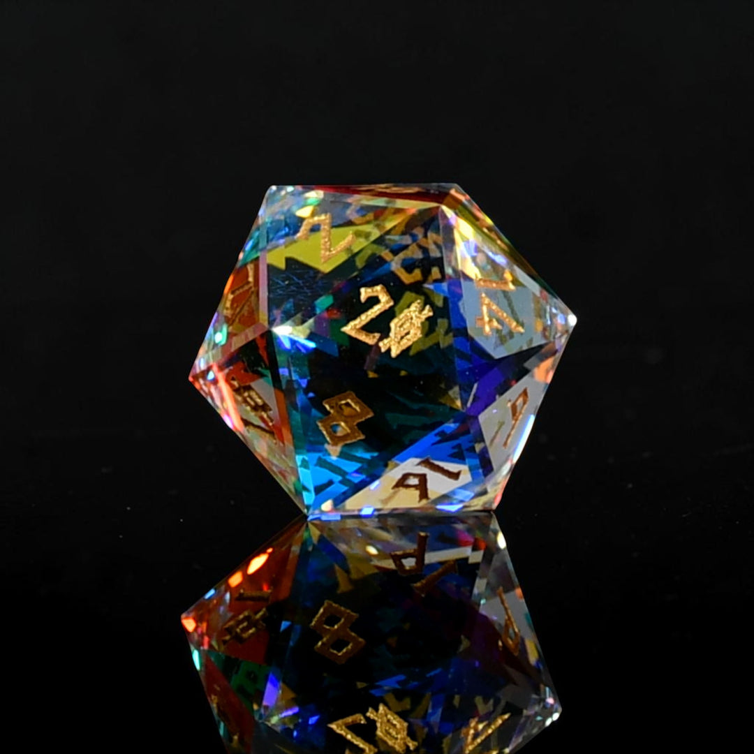 Diamond Prism Baguette Cut Glass Dice Set
