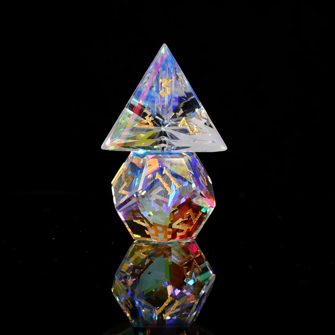 Diamond Prism Baguette Cut Glass Dice Set