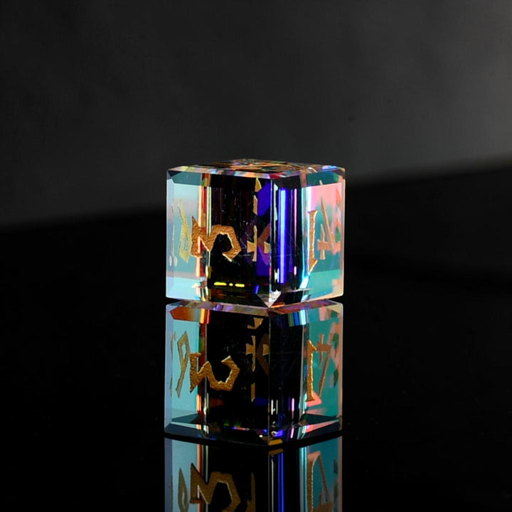 Diamond Prism Baguette Cut Glass Dice Set