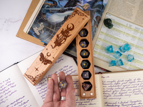 Gothic Moon Moth | Engraved Council of 7 Dice Vault
