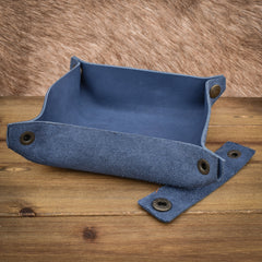 Leather Collapsible Dice Tray (Soft Navy)