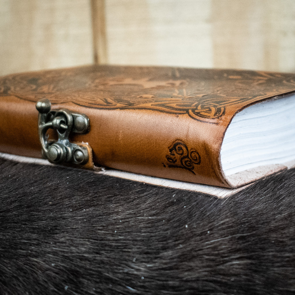A brown leather journal