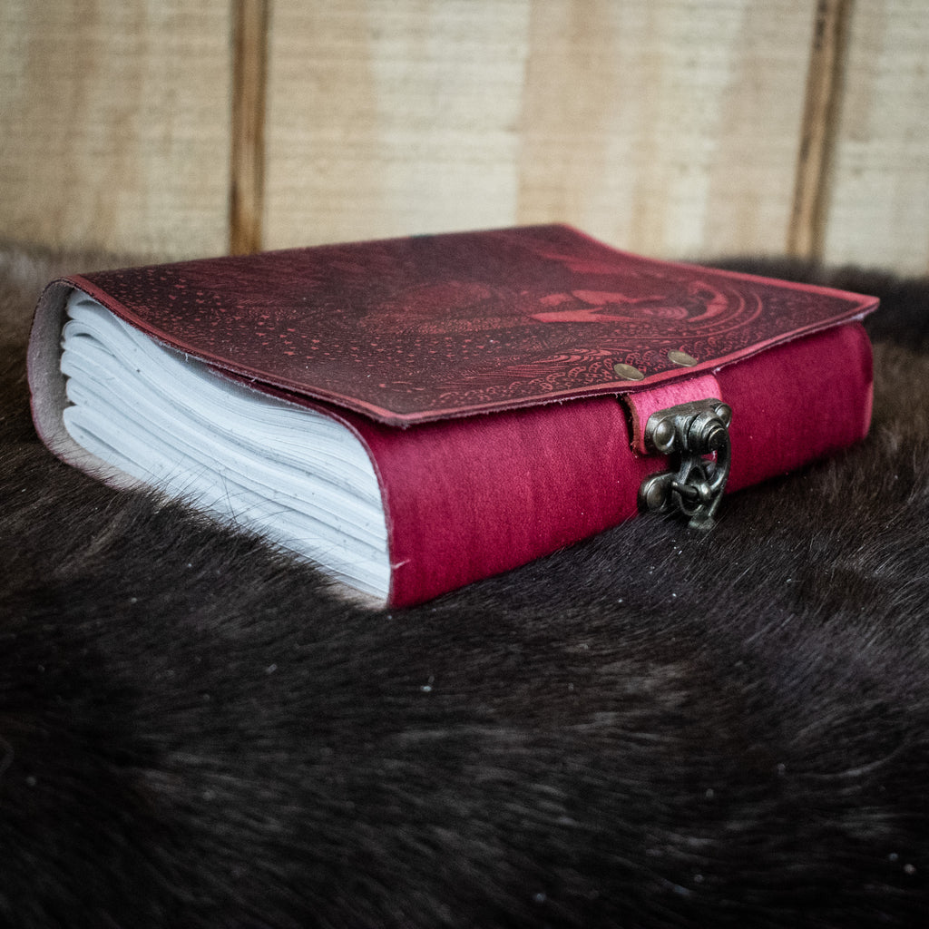 A read leather journal