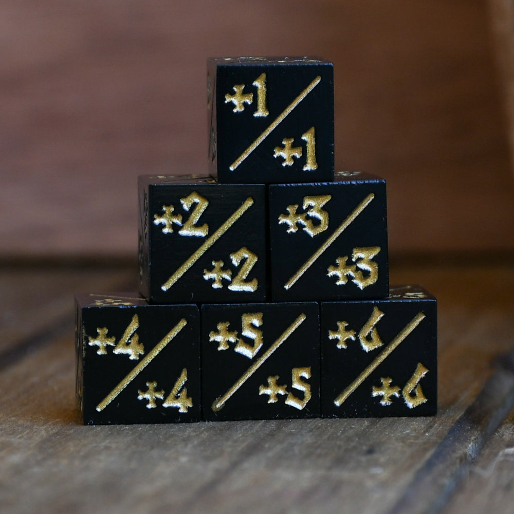 '+1/+1 Counter Dice- Black, 6ct.