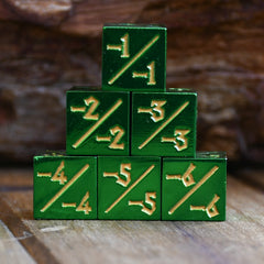 -1/-1 Counter Dice- Green, 6ct.