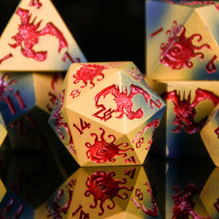 Monster Manual Metal Dice Set - Red and Blue/Yellow Gradient