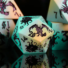 Monster Manual Metal Dice Set - Black and Blue/Yellow Gradient