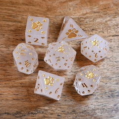 Puppy Paws Crystal Quartz Dice Set