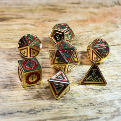 Cleric's Domain Red & Gold Metal Dice Set