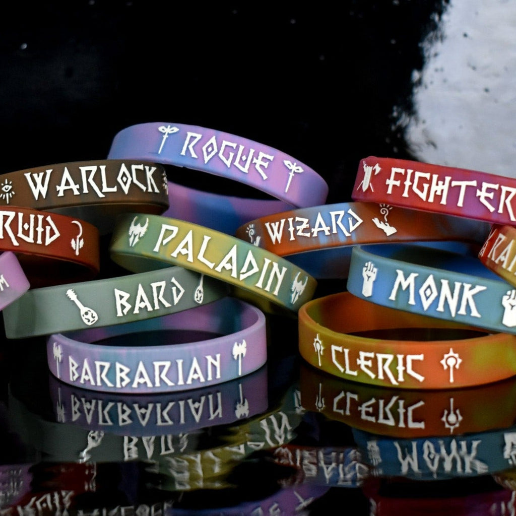 colorful wrist bands for each dungeons and dragons character class