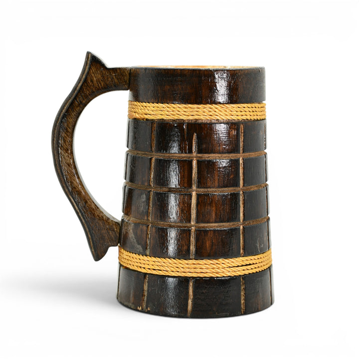 Dark Wood Grid-Panel Tankard
