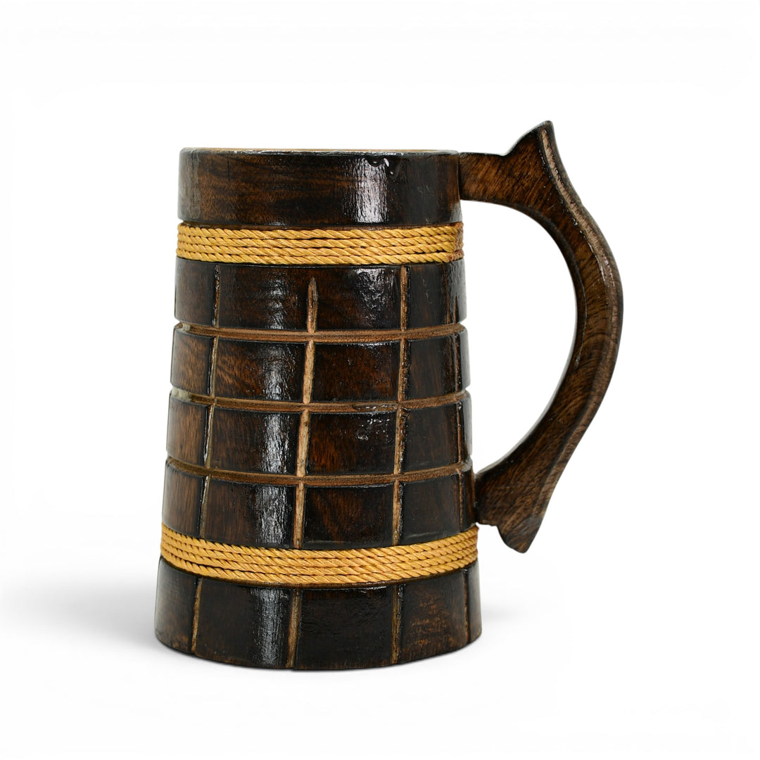 Dark Wood Grid-Panel Tankard