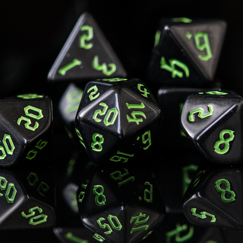 Dark Cathedral Green Acrylic Dice Set