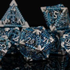 Dragonguard Hollow Metal Dice Set - Azure and Silver
