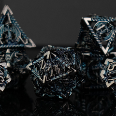 Dragonguard Hollow Metal Dice Set - Cobalt and Shadow