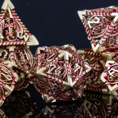 Dragonguard Hollow Metal Dice Set - Crimson and Gold