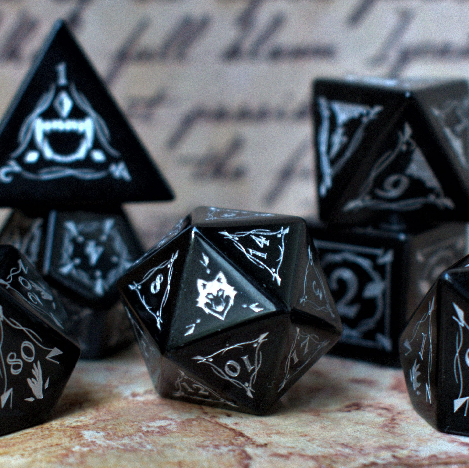 Fangs of Winter Obsidian Stone Dice Set – Misty Mountain Gaming