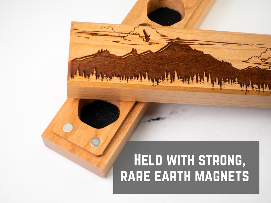 wooden engraved dice vault for tabletop gaming dice