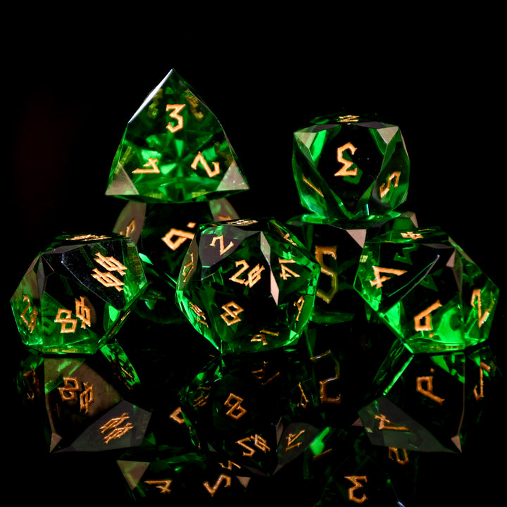Multifaceted Green Resin Dice Set