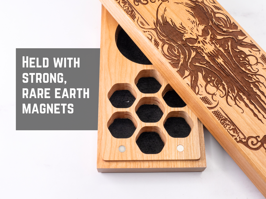 wood dice vault for ttrpg dice