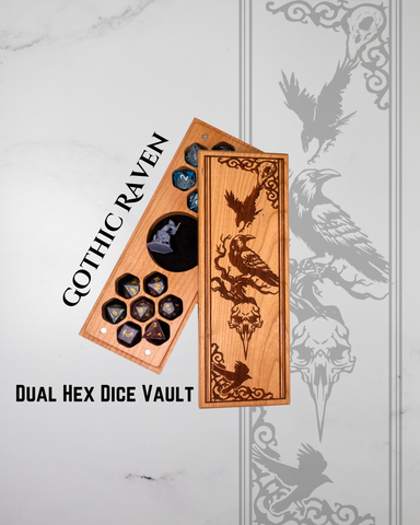 Gothic Raven | Engraved Dual Hex Dice Vault