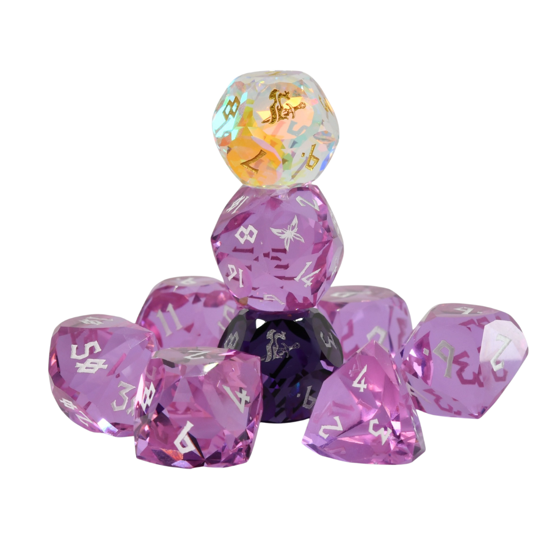 PRE-ORDER || Daggerheart Grace Domain Multifaceted Glass Dice Set