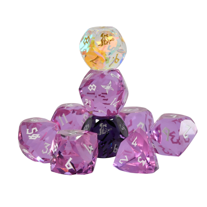 PRE-ORDER || Daggerheart Grace Domain Multifaceted Glass Dice Set