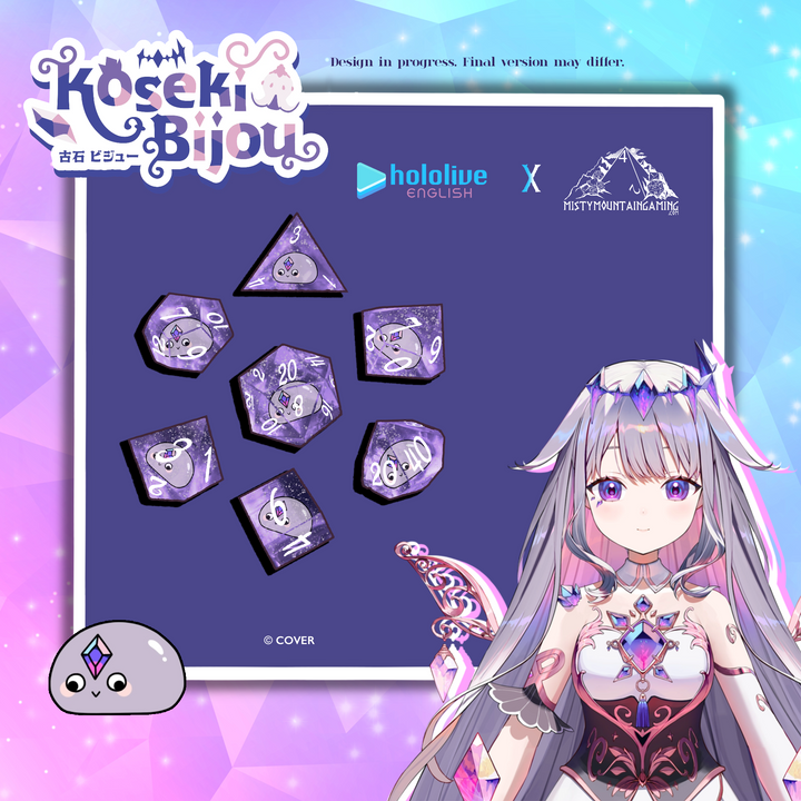 PRE-ORDER | Koseki Bijou Resin Dice Set | hololive English x MMG Exclusive