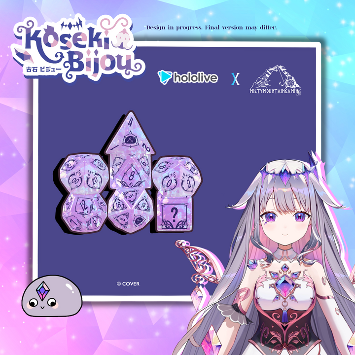 PRE-ORDER | Koseki Bijou Purple Cracked Opalite Dice Set | hololive English x MMG Exclusive