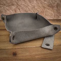 Leather Collapsible Dice Tray (Grey)