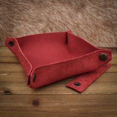 Leather Collapsible Dice Tray (Red)